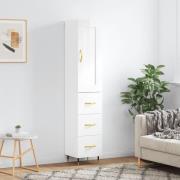 vidaXL Highboard høyglans hvit 34,5x34x180 cm konstruert tre