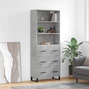 vidaXL Highboard betonggrå 69,5x34x180 cm konstruert tre