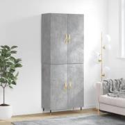 vidaXL Highboard betonggrå 69,5x34x180 cm konstruert tre