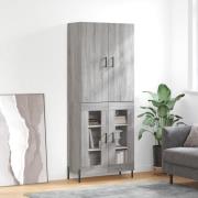 vidaXL Highboard grå sonoma 69,5x34x180 cm konstruert tre