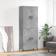 vidaXL Highboard betonggrå 69,5x34x180 cm konstruert tre