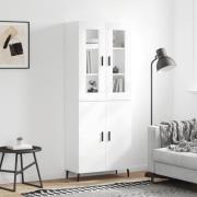 vidaXL Highboard høyglans hvit 69,5x34x180 cm konstruert tre