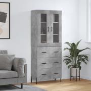 vidaXL Highboard betonggrå 69,5x34x180 cm konstruert tre