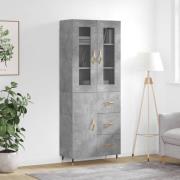 vidaXL Highboard betonggrå 69,5x34x180 cm konstruert tre