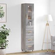 vidaXL Highboard grå sonoma 34,5x34x180 cm konstruert tre