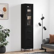 vidaXL Highboard svart 34,5x34x180 cm konstruert tre