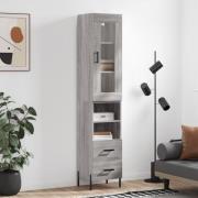 vidaXL Highboard grå sonoma 34,5x34x180 cm konstruert tre