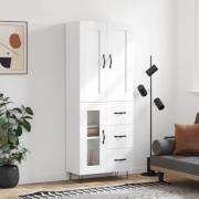 vidaXL Highboard høyglans hvit 69,5x34x180 cm konstruert tre