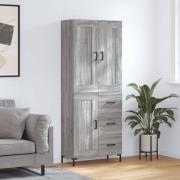 vidaXL Highboard grå sonoma 69,5x34x180 cm konstruert tre