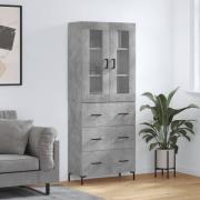 vidaXL Highboard betonggrå 69,5x34x180 cm konstruert tre