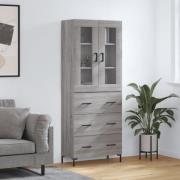 vidaXL Highboard grå sonoma 69,5x34x180 cm konstruert tre