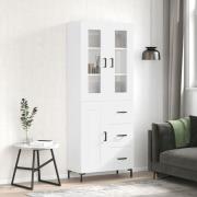 vidaXL Highboard høyglans hvit 69,5x34x180 cm konstruert tre