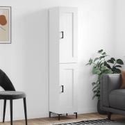 vidaXL Highboard høyglans hvit 34,5x34x180 cm konstruert tre