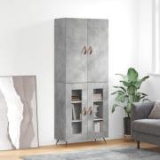 vidaXL Highboard betonggrå 69,5x34x180 cm konstruert tre