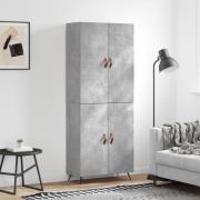 vidaXL Highboard betonggrå 69,5x34x180 cm konstruert tre