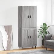 vidaXL Highboard grå sonoma 69,5x34x180 cm konstruert tre