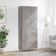 vidaXL Highboard grå sonoma 69,5x34x180 cm konstruert tre