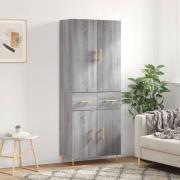 vidaXL Highboard grå sonoma 69,5x34x180 cm konstruert tre