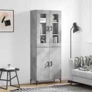 vidaXL Highboard betonggrå 69,5x34x180 cm konstruert tre