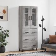 vidaXL Highboard grå sonoma 69,5x34x180 cm konstruert tre