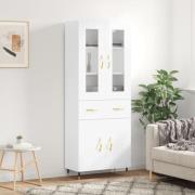 vidaXL Highboard høyglans hvit 69,5x34x180 cm konstruert tre