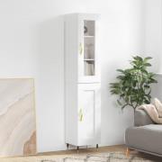 vidaXL Highboard høyglans hvit 34,5x34x180 cm konstruert tre