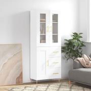 vidaXL Highboard høyglans hvit 69,5x34x180 cm konstruert tre