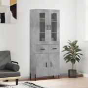 vidaXL Highboard betonggrå 69,5x34x180 cm konstruert tre