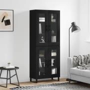 vidaXL Highboard svart 69,5x34x180 cm konstruert tre