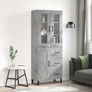 vidaXL Highboard betonggrå 69,5x34x180 cm konstruert tre