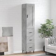 vidaXL Highboard betonggrå 34,5x34x180 cm konstruert tre