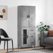 vidaXL Highboard betonggrå 69,5x34x180 cm konstruert tre