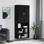 vidaXL Highboard svart 69,5x34x180 cm konstruert tre