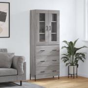 vidaXL Highboard grå sonoma 69,5x34x180 cm konstruert tre