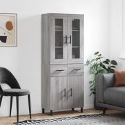 vidaXL Highboard grå sonoma 69,5x34x180 cm konstruert tre