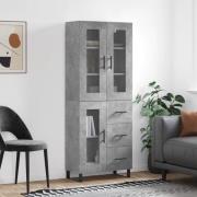 vidaXL Highboard betonggrå 69,5x34x180 cm konstruert tre