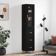 vidaXL Highboard svart 34,5x34x180 cm konstruert tre