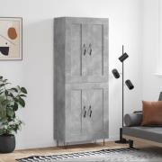 vidaXL Highboard betonggrå 69,5x34x180 cm konstruert tre