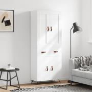 vidaXL Highboard høyglans hvit 69,5x34x180 cm konstruert tre