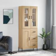 vidaXL Highboard sonoma eik 69,5x34x180 cm konstruert tre