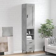 vidaXL Highboard betonggrå 34,5x34x180 cm konstruert tre