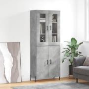 vidaXL Highboard betonggrå 69,5x34x180 cm konstruert tre