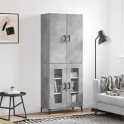 vidaXL Highboard betonggrå 69,5x34x180 cm konstruert tre