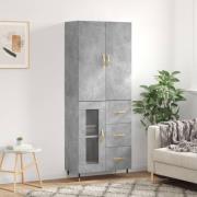 vidaXL Highboard betonggrå 69,5x34x180 cm konstruert tre