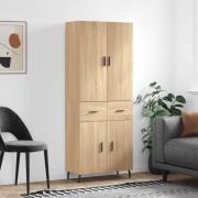 vidaXL Highboard sonoma eik 69,5x34x180 cm konstruert tre