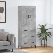 vidaXL Highboard betonggrå 69,5x34x180 cm konstruert tre