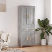 vidaXL Highboard grå sonoma 69,5x34x180 cm konstruert tre