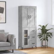 vidaXL Highboard betonggrå 69,5x34x180 cm konstruert tre