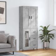 vidaXL Highboard betonggrå 69,5x34x180 cm konstruert tre