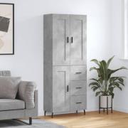 vidaXL Highboard betonggrå 69,5x34x180 cm konstruert tre